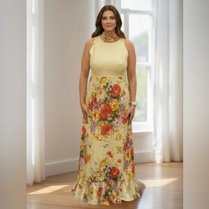 Vintage Cottagecore Foral Sleeveless Dress